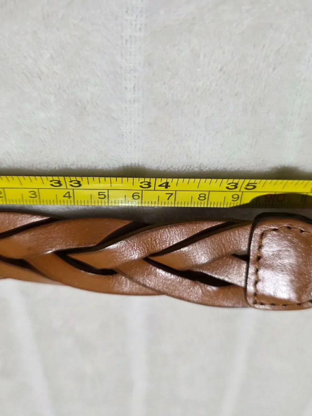 Brown Braided Bonded Leather Belt Small 36